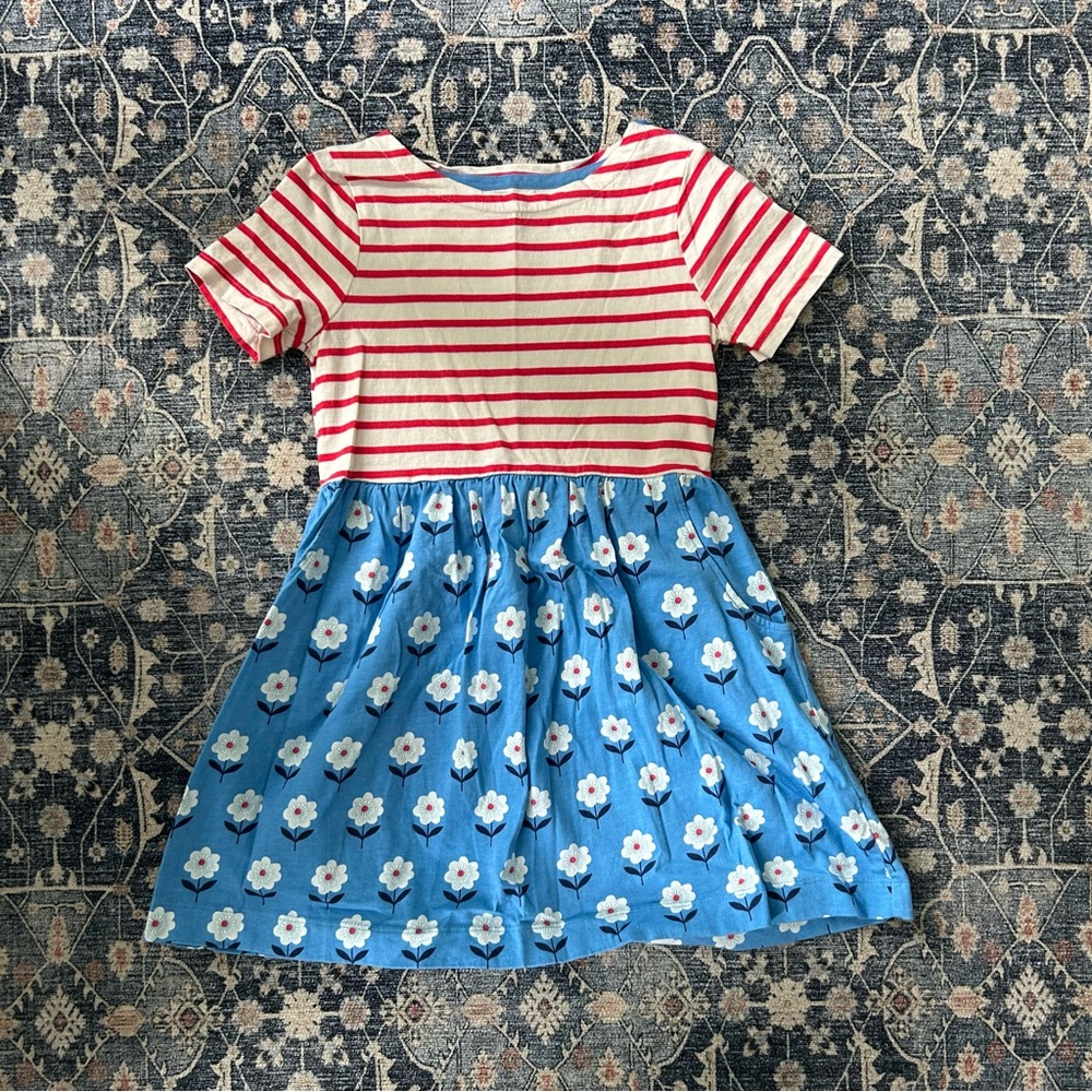 Mini Boden Stripe and Floral Dress - Size 6/7